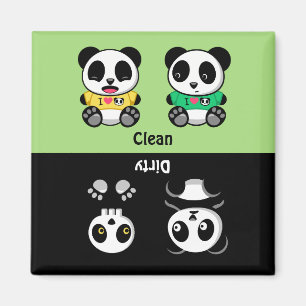 Imã As pandas pequenas bonitos limpam o verde sujo