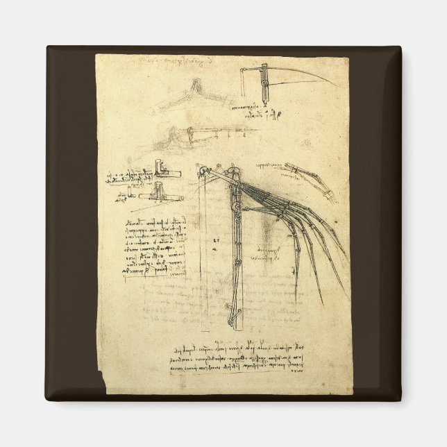 Imã Asa de Leonardo da Vinci no esboço da máquina voad (Frente)