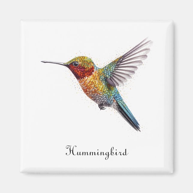 Imã Asas Arco-Íris: Arte de Hummingbird vibrante, pers (Frente)