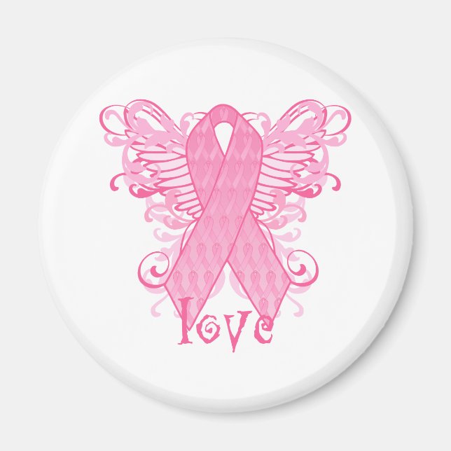 Imã Asas de Amor com Fita Rosa (Frente)