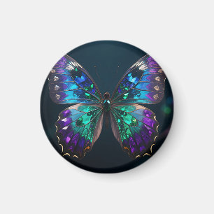 Imã Asas de Borboleta Joalheria Azul Roxo Iridescente