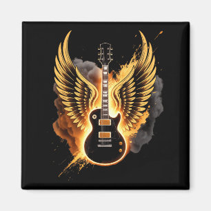 Imã Asas de Guitarra Retro Arte Abstrata Rock And Roll