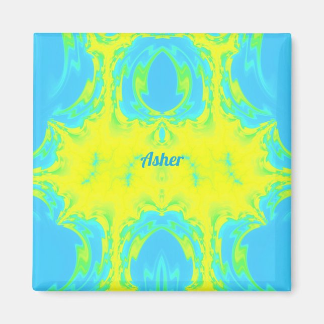 Imã ASHER ~ Azul e Amarelo (Frente)