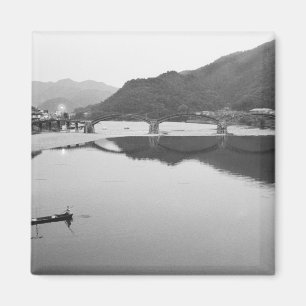 Imã Ásia, Japão, Iwakuni. Pescadores e ponte histórica