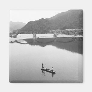 Imã Ásia, Japão, Iwakuni. Pescadores e ponte histórica