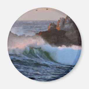 Imã Asilomar Beach Wave Big Sur California Pintado