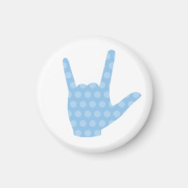 Imã ASL I Love You Blue Dots Sign Language Magnet