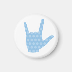 Imã ASL I Love You Blue Dots Sign Language Magnet