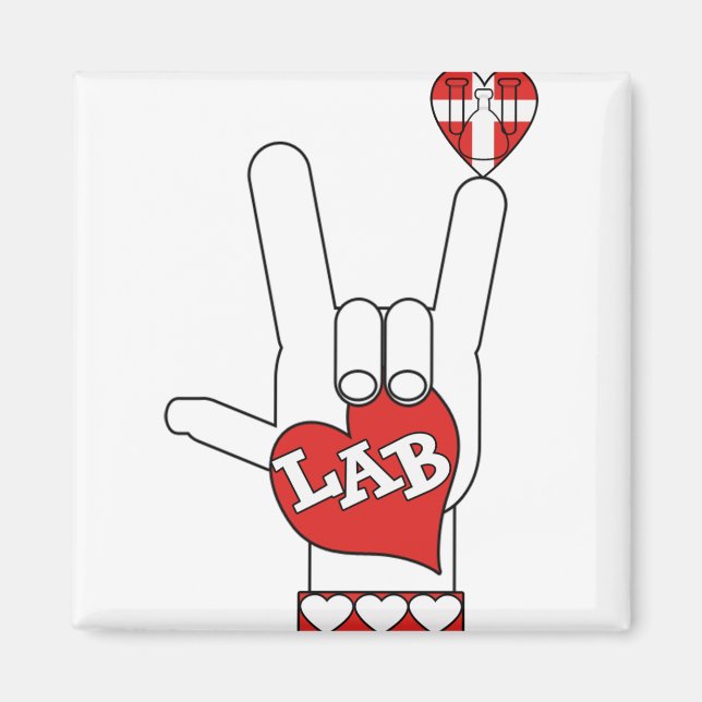 Imã ASL I Love You Sign LAB (LABORATÓRIO) (Frente)