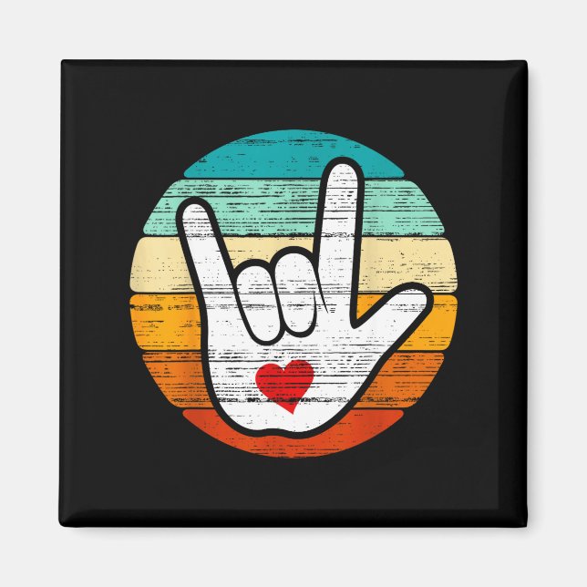 Imã Asl I Love You, Sign Language Heart Love Valentine (Frente)
