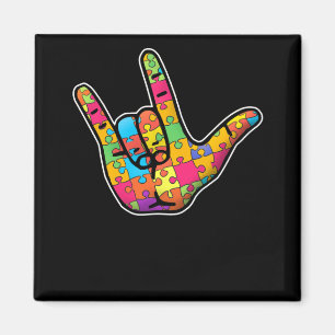 Imã ASL Love Sign Language Autism Awarsm Suporte