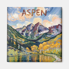 Imã Aspen Colorado Van Gogh Style Mountain Landscape
