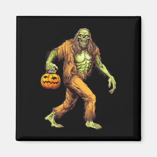 Imã Asquatch Bigfoot Zombie Carregando Halloween (Frente)