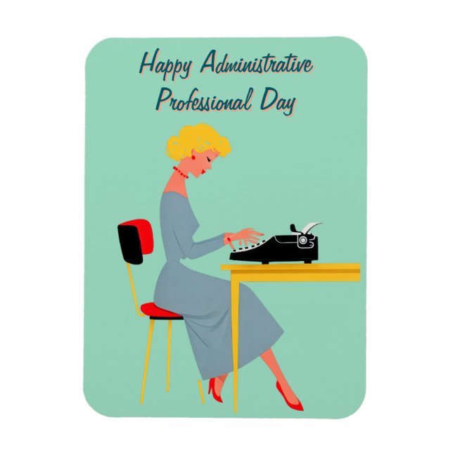 Ímã Assistente Administrativo Vintage – Escritório Ret (Vertical)