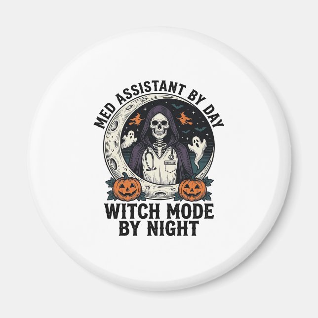Imã Assistente Médico Bruxas de Halloween Gravura Vint (Frente)