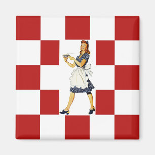 Imã Assoalho RETRO & senhora do meio século da COZINH