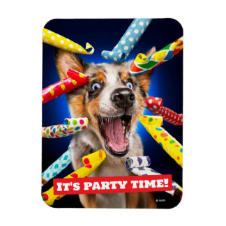 Ímã Assopradores de Festa de Cachorro Feliz
