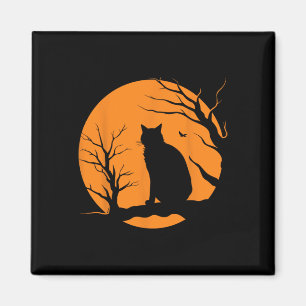 Imã Assustador Vintage Halloween Black Cat Figurume Re