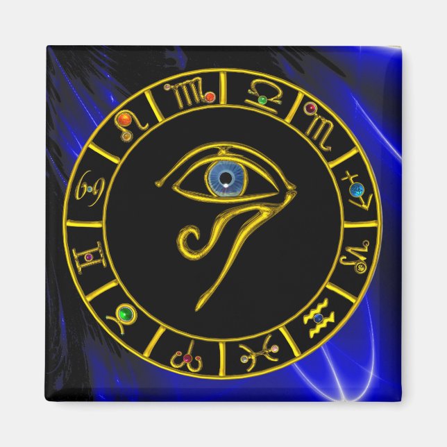 Imã ASTRAL HORUS EYE,BLUE TALISMAN Astrology Chart (Frente)