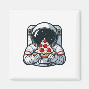 Imã Astronauta Animal Comendo Pizza Margherita Comida
