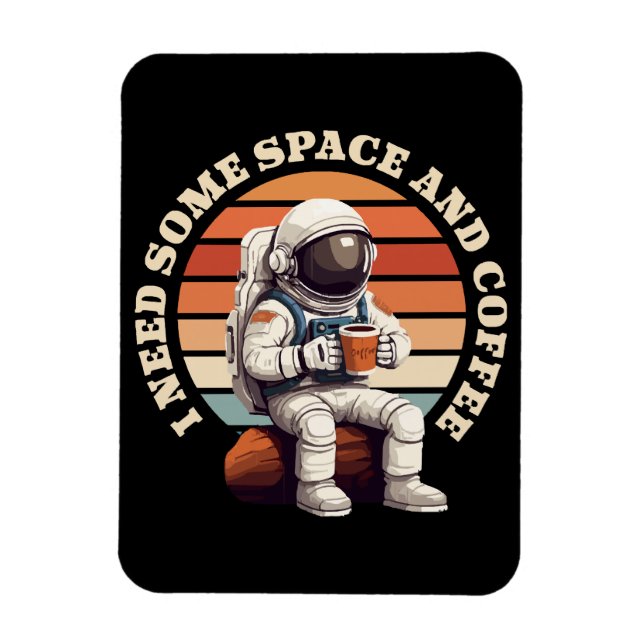 Ímã Astronauta Bebendo Café (Vertical)