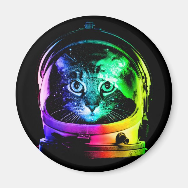 Imã Astronauta colorido de gatos (Frente)