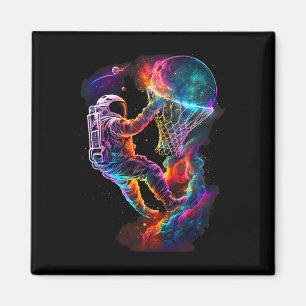 Imã Astronauta Dentando Um Jogador De Bysketbyll Espaç