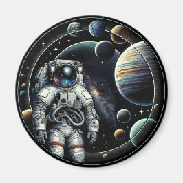 Imã Astronauta e Planetas Vintage