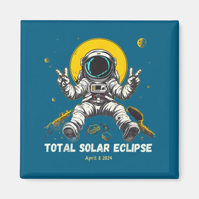 Imã Astronauta Eclipse Solar 2024 Totalidade 8 de Abri (Frente)