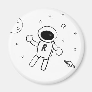 Imã Astronauta no Espaço - Arte Escrita em Preto e Bra