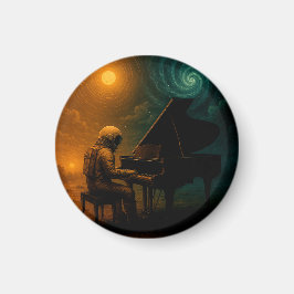 Imã Astronauta Tocando Piano na Realidade Dividida - S