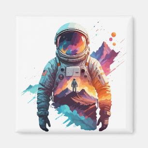 Imã Astronauta Vetor Art Animal Na Natureza Majestosa