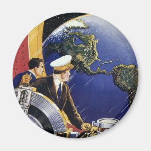 Imã Astronautas de Ficção Científica Vintage Orbitando