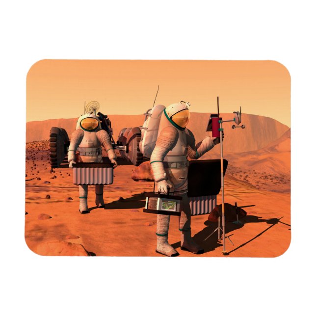 Ímã Astronautas Montando Equipamento Meteorológico Em  (Horizontal)