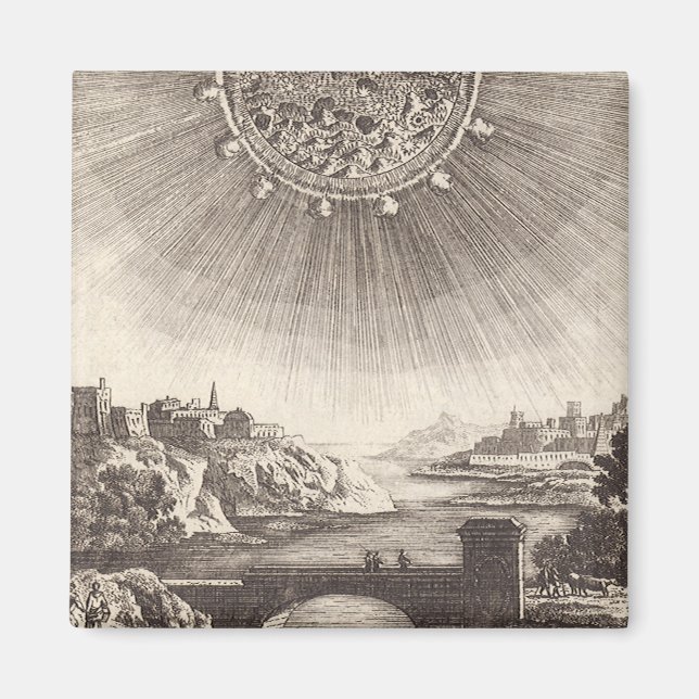 Imã Astronomia Antiga Céu com Sol por Allain Mallet (Frente)