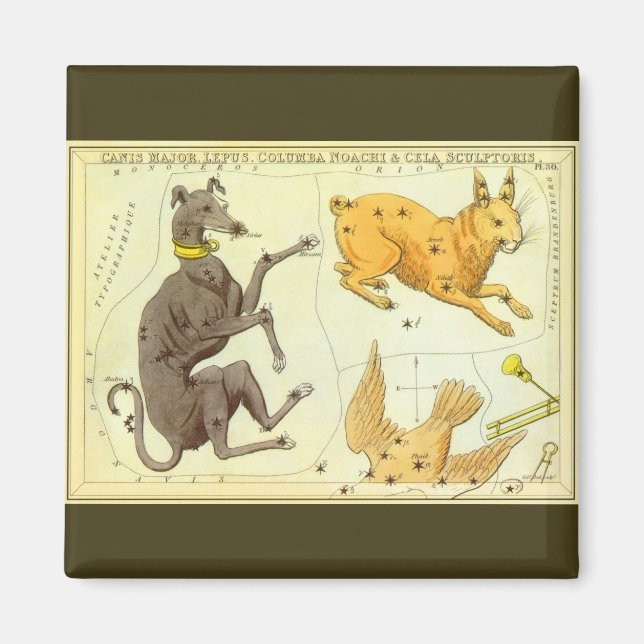Imã Astronomia Vintage, Carta Celeste de Mapa Estelar  (Frente)