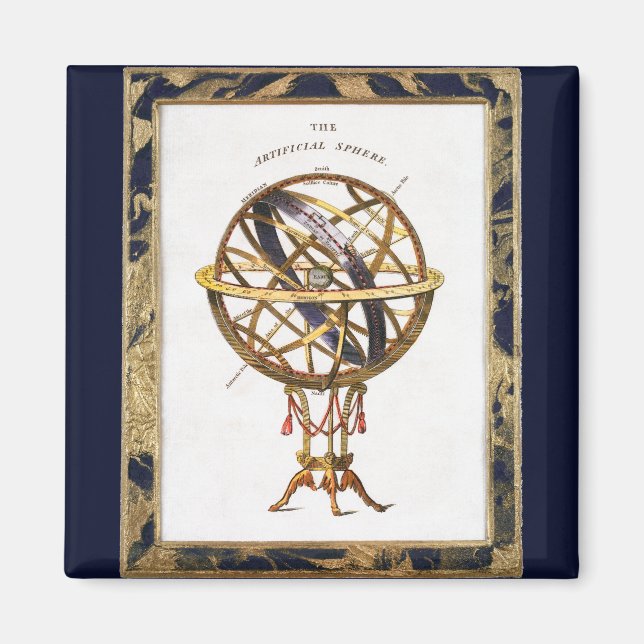 Imã Astronomia Vintage, Esfera Artificial ou Armilioná (Frente)