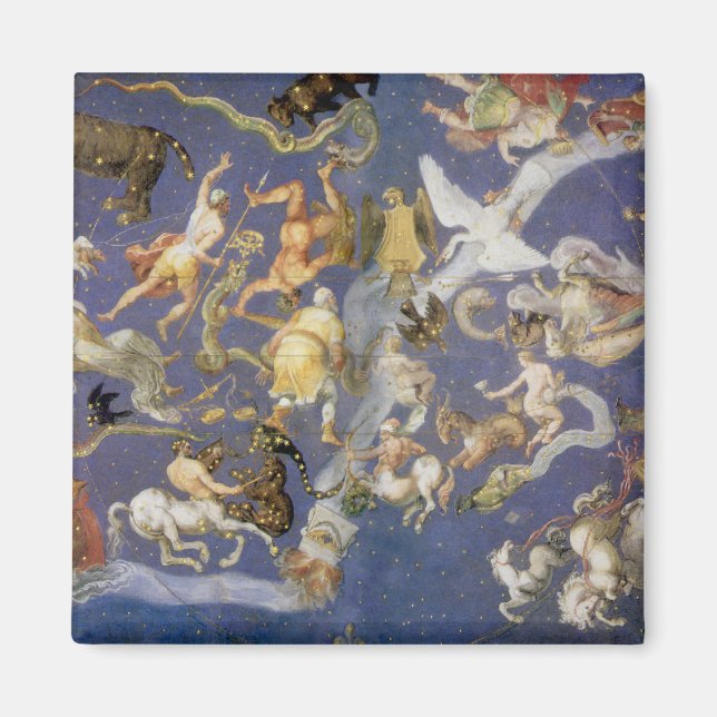 Imã Astronomia Vintage Fresco Constelações Celestes (Frente)