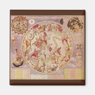 Imã Astronomia Vintage, Mapa Celeste por Carel Allard