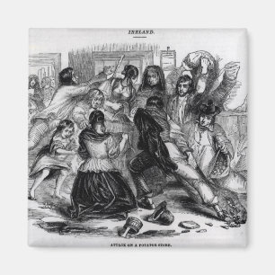 Imã Ataque em uma loja da batata em Ireland, c.1845