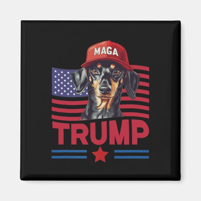 Imã Até Meu Cão Adora Trump Engraçado Dachshund Mega H (Frente)