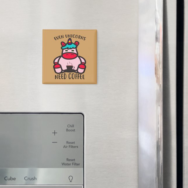 Imã Até Unicórnios Precisam De Café Funny Pink Unicorn (In Situ (Fridge))