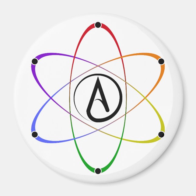 Imã Atheist Atom Symbol Rainbow (Frente)