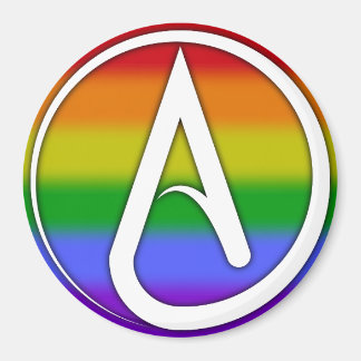 Imã Atheist Symbol White over Rainbow