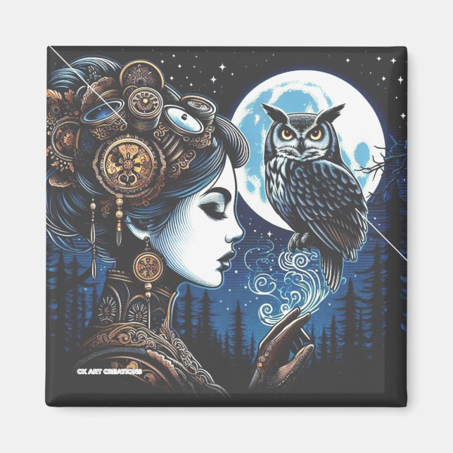 Imã Athena e seu coruja Magnet (Frente)