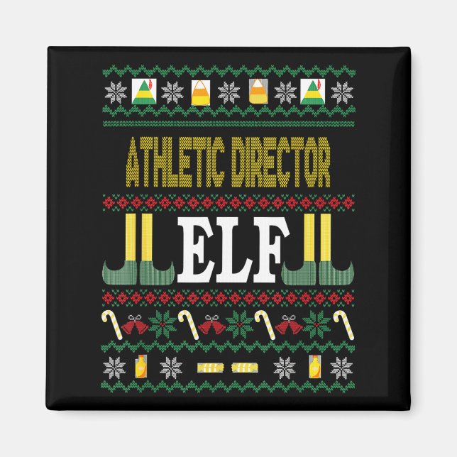 Imã Athletic Director Elf Funny Christmas Gift  (Frente)