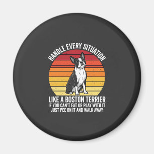 Imã Atitude de Cachorro Retro Engraçado Boston Terrier