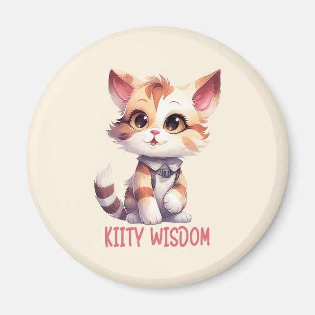 Imã Atitude de gato sem cuidado - Design de felino com (Frente)