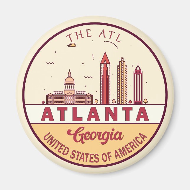Imã Atlanta Georgia City Skyline Emblem (Frente)