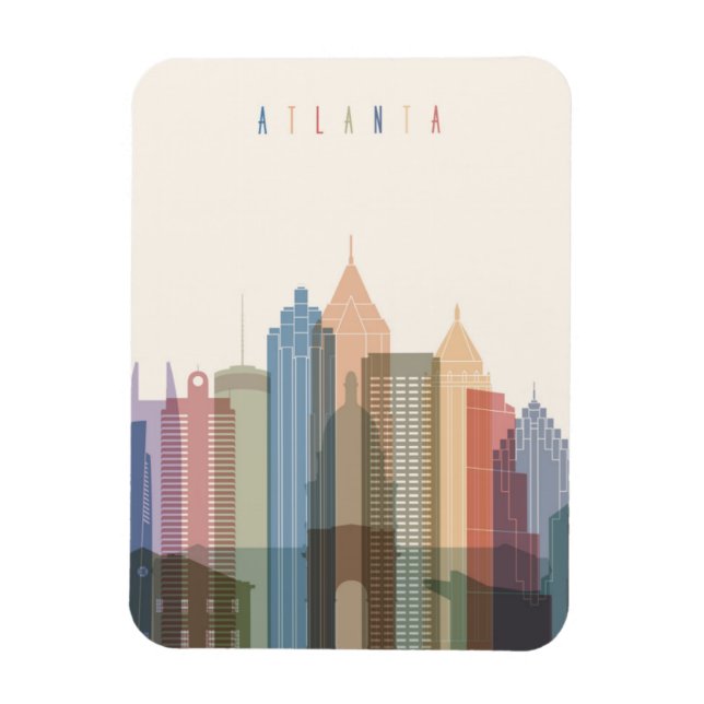 Ímã Atlanta, Geórgia | Linha Skyline Cidade (Vertical)